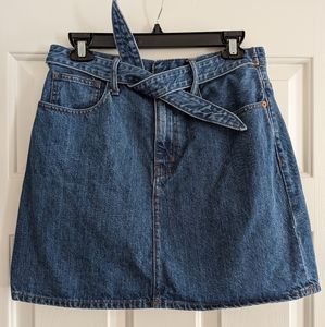 Madewell Rigid Denim Tie Mini Skirt Size 28